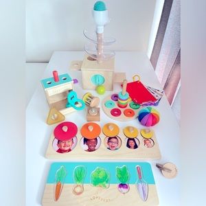 Assortment of Montessori toys from Lovevery subscription box 6m-15m